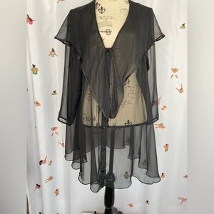 Sheer Black Button-Up Cardigan